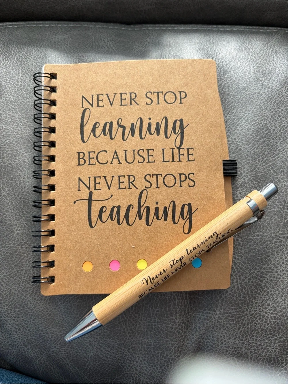 Inspirational Notebook & Matching Pen, includes sticky notes - pick one